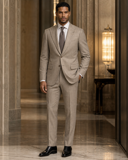 Stone Flannel Winter Suit - Custom Made to Measure side back view