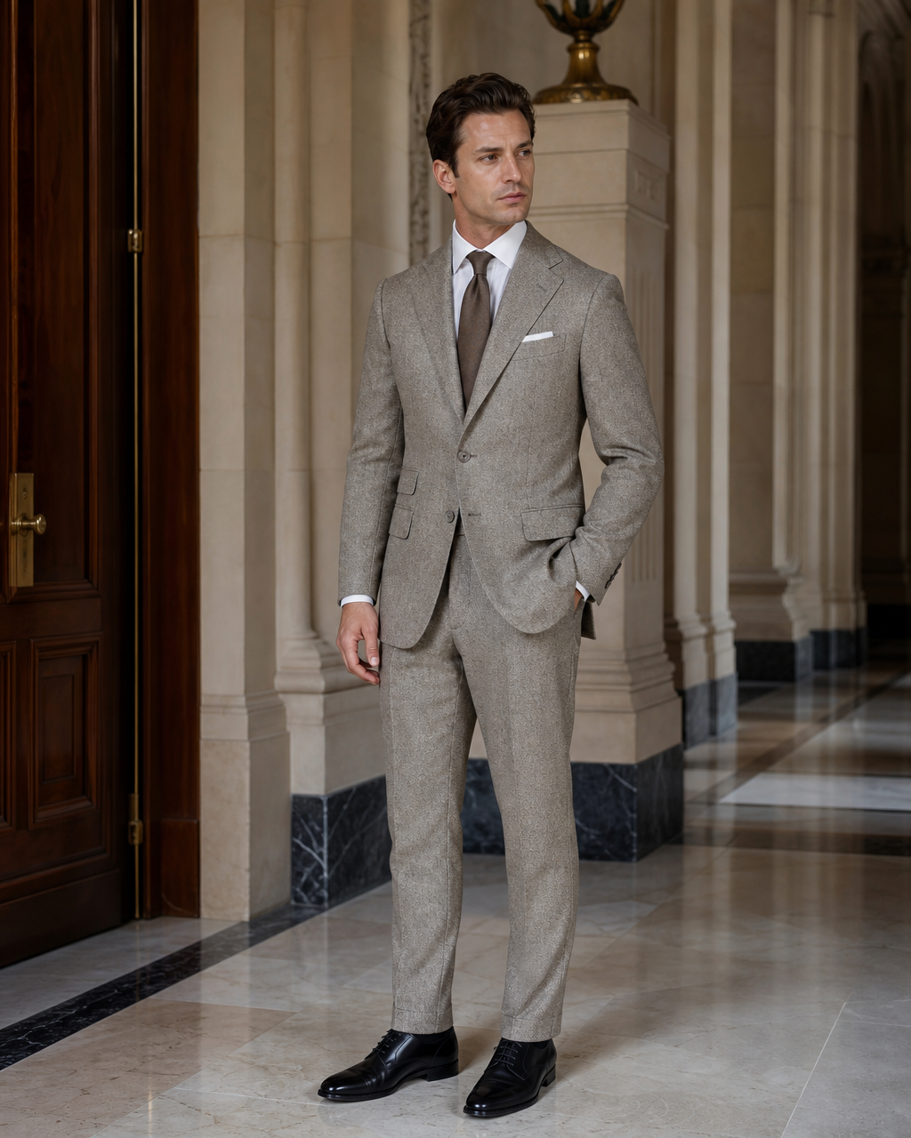 Stone Tweed Winter Suit - Custom Made to Measure side back view