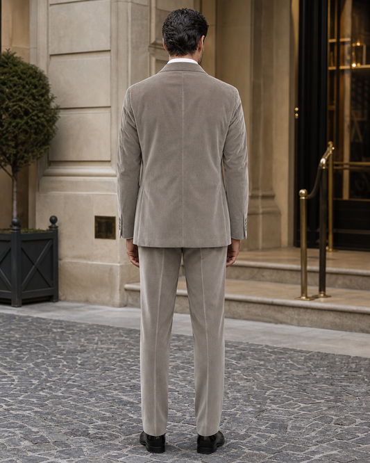 Stone Velvet Shawl Lapel Suit - Custom Made to Measure back view