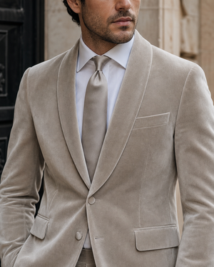 Stone Velvet Shawl Lapel Suit — Custom Made to Measure — 4