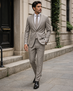 Stone Wool Shawl Lapel Suit — Custom Made to Measure — 3