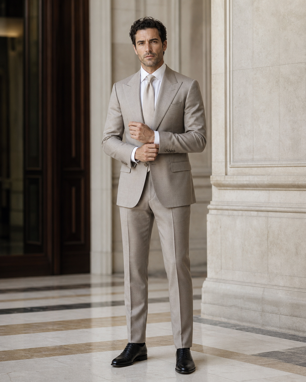 Stone Wool Winter Suit - Custom Made to Measure front view