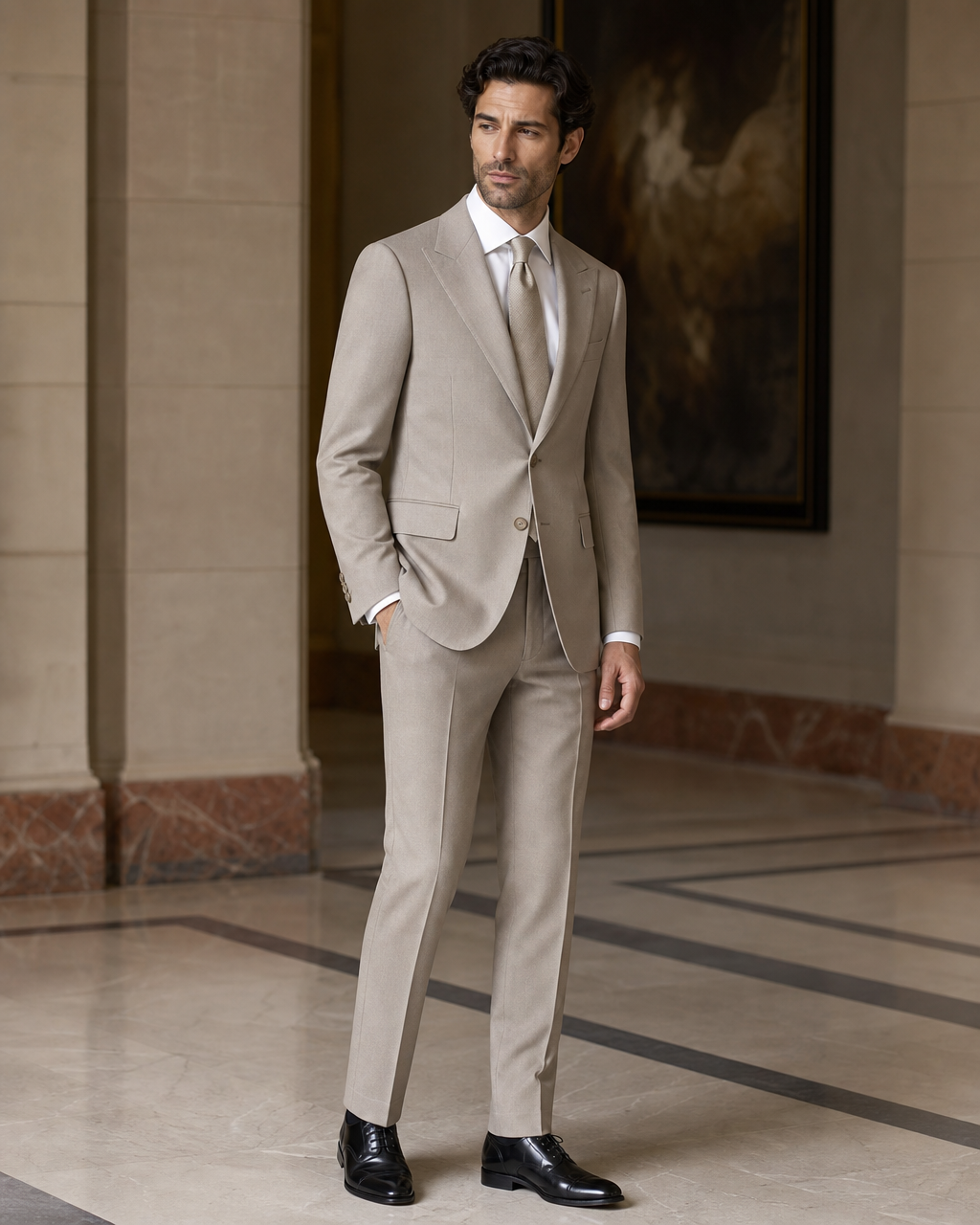Stone Wool Winter Suit - Custom Made to Measure side back view