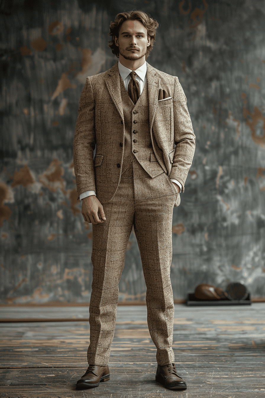 Tan Linen Wedding Suit — Custom Made to Measure