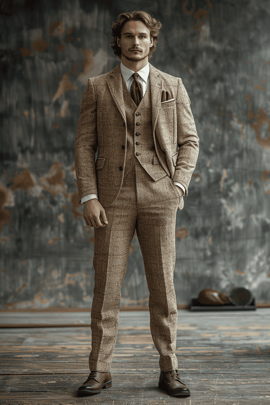 Tan Linen Wedding Suit — Custom Made to Measure