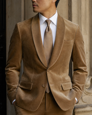 Tan Velvet Shawl Lapel Suit — Custom Made to Measure — 4