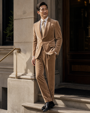 Tan Velvet Shawl Lapel Suit — Custom Made to Measure — 3