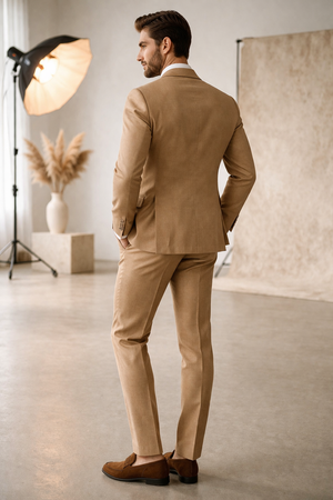Tan Cotton Cocktail Party Suit — Custom Made to Measure — 2