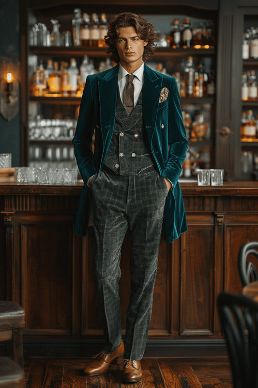 Teal Velvet Prom Suit — Custom Made to Measure