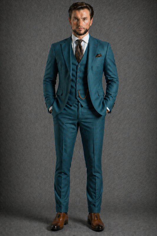 Teal Wool Father of the Bride Suit — Custom Made