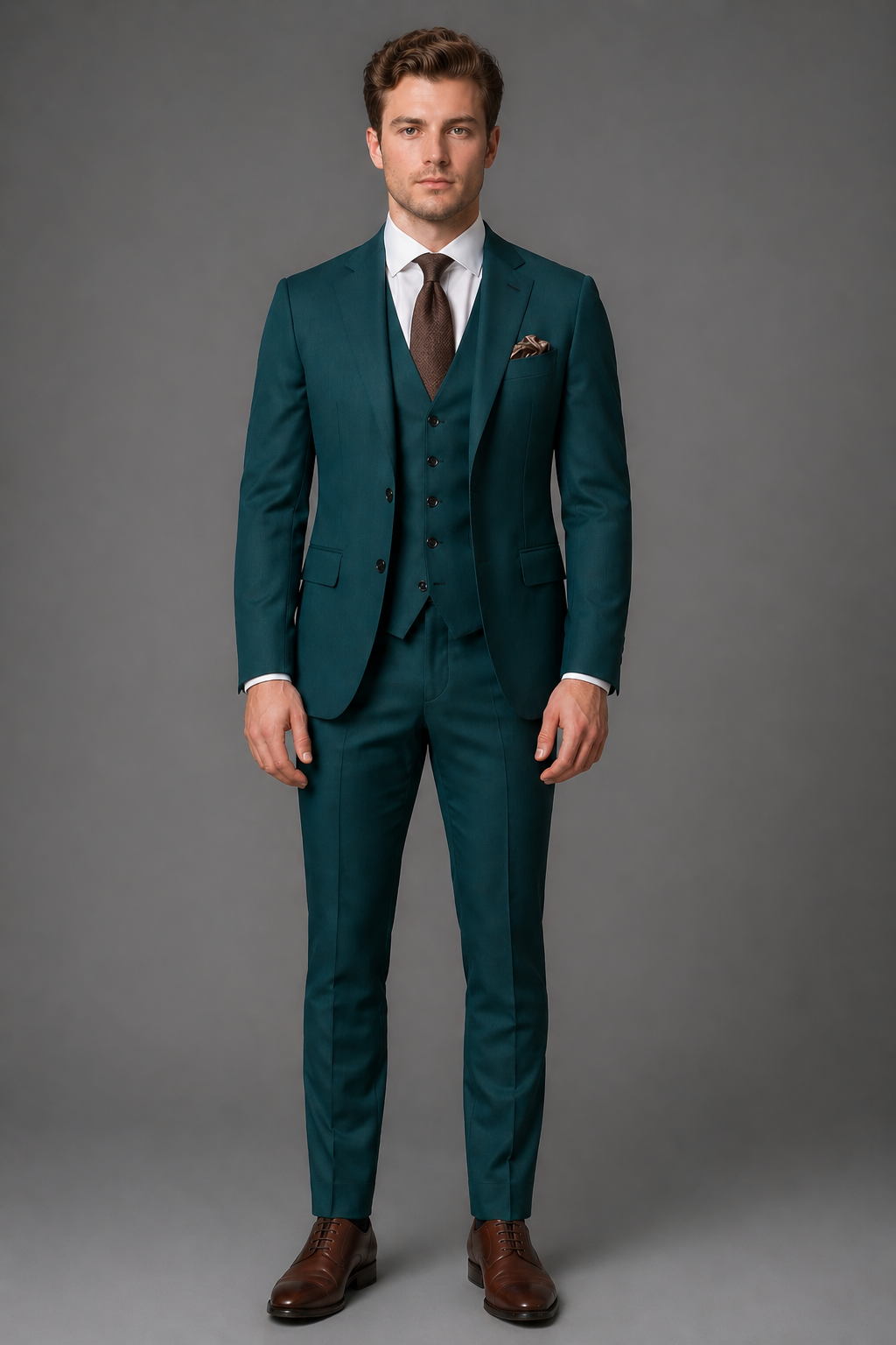 Teal Wool Slim Fit Suit — Custom Made to Measure
