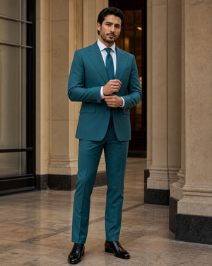 Teal Cotton Beach Wedding Suit — Custom Made to Measure — 1