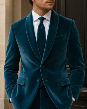 Teal Velvet Shawl Lapel Suit — Custom Made to Measure — 4