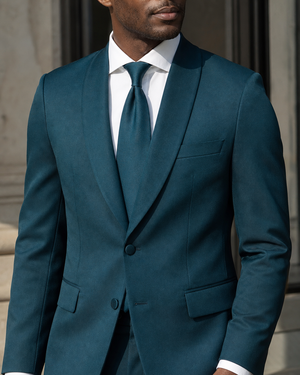 Teal Wool Shawl Lapel Suit — Custom Made to Measure — 4