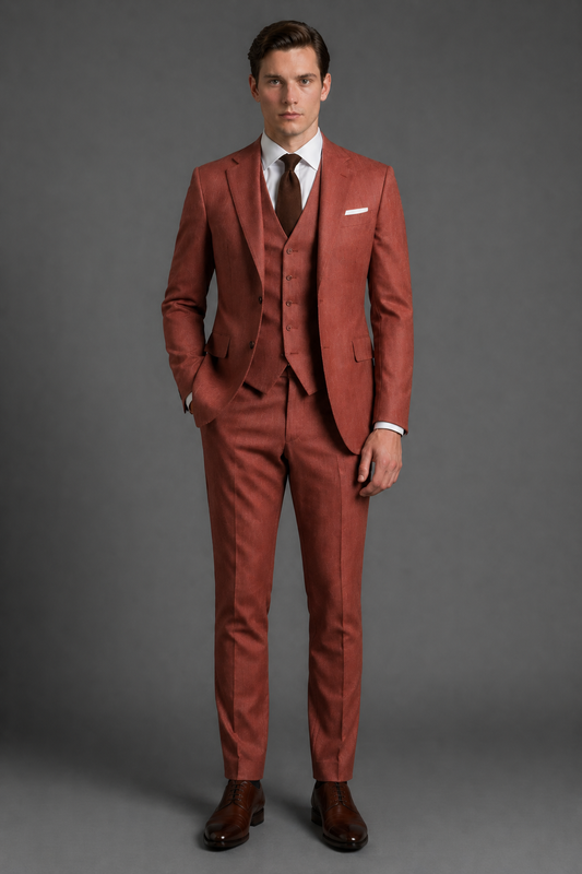 Terracotta Wool Father of the Bride Suit — Custom Made