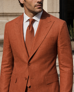 Terracotta Linen Peak Lapel Suit — Custom Made to Measure — 4