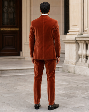 Terracotta Velvet Shawl Lapel Suit — Custom Made to Measure — 2