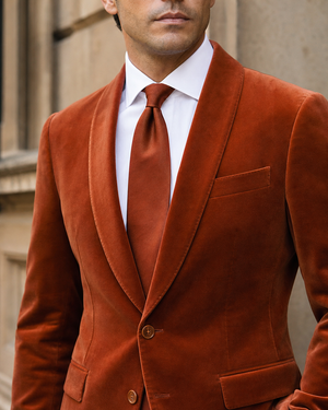 Terracotta Velvet Shawl Lapel Suit — Custom Made to Measure — 4