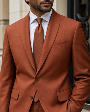 Terracotta Wool Shawl Lapel Suit — Custom Made to Measure — 4