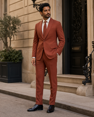 Terracotta Wool Shawl Lapel Suit — Custom Made to Measure — 3
