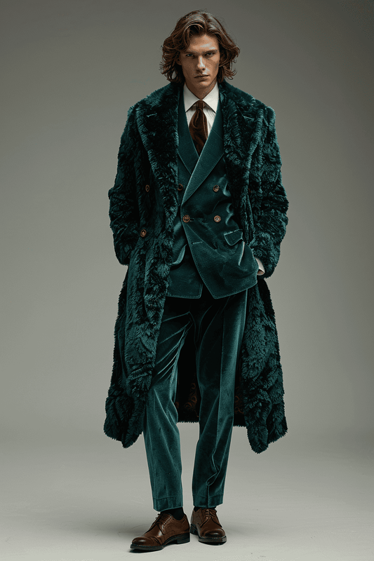 Turquoise Velvet Prom Suit — Custom Made to Measure