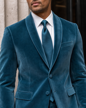 Turquoise Velvet Shawl Lapel Suit — Custom Made to Measure — 4