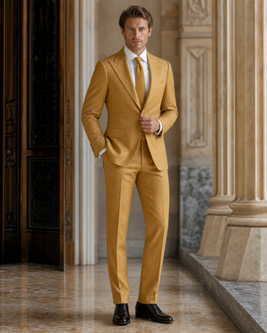 Warm Mustard Linen Summer Suit — Custom Made to Measure — 1