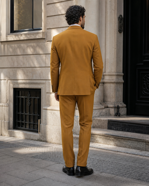 Warm Mustard Wool Shawl Lapel Suit — Custom Made to Measure — 2