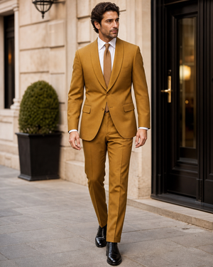 Warm Mustard Wool Shawl Lapel Suit — Custom Made to Measure — 1