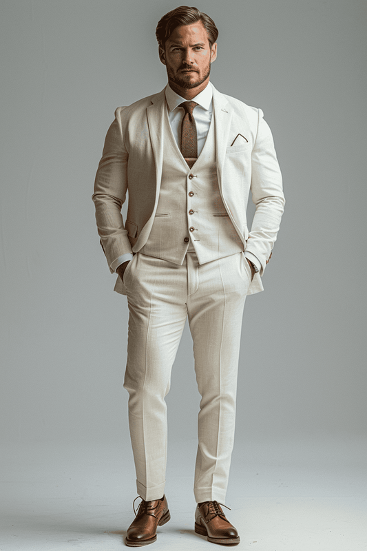 White Silk Blend Tuxedo — Custom Made to Measure