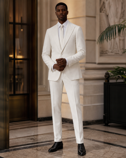 White Flannel Winter Suit - Custom Made to Measure front view