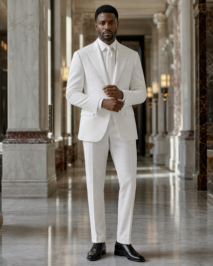 White Seersucker Summer Suit - Custom Made to Measure front view