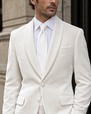 White Velvet Shawl Lapel Suit — Custom Made to Measure — 4