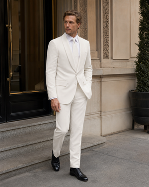 White Velvet Shawl Lapel Suit — Custom Made to Measure — 3