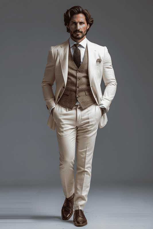 White Cotton Cocktail Party Suit — Custom Made to Measure
