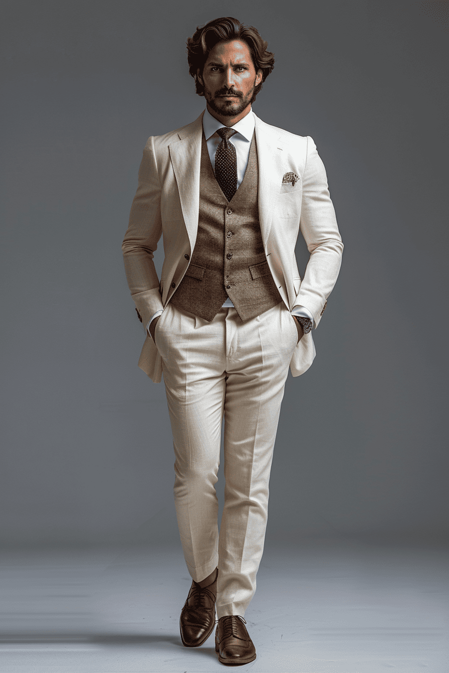 White Cotton Cocktail Party Suit — Custom Made to Measure
