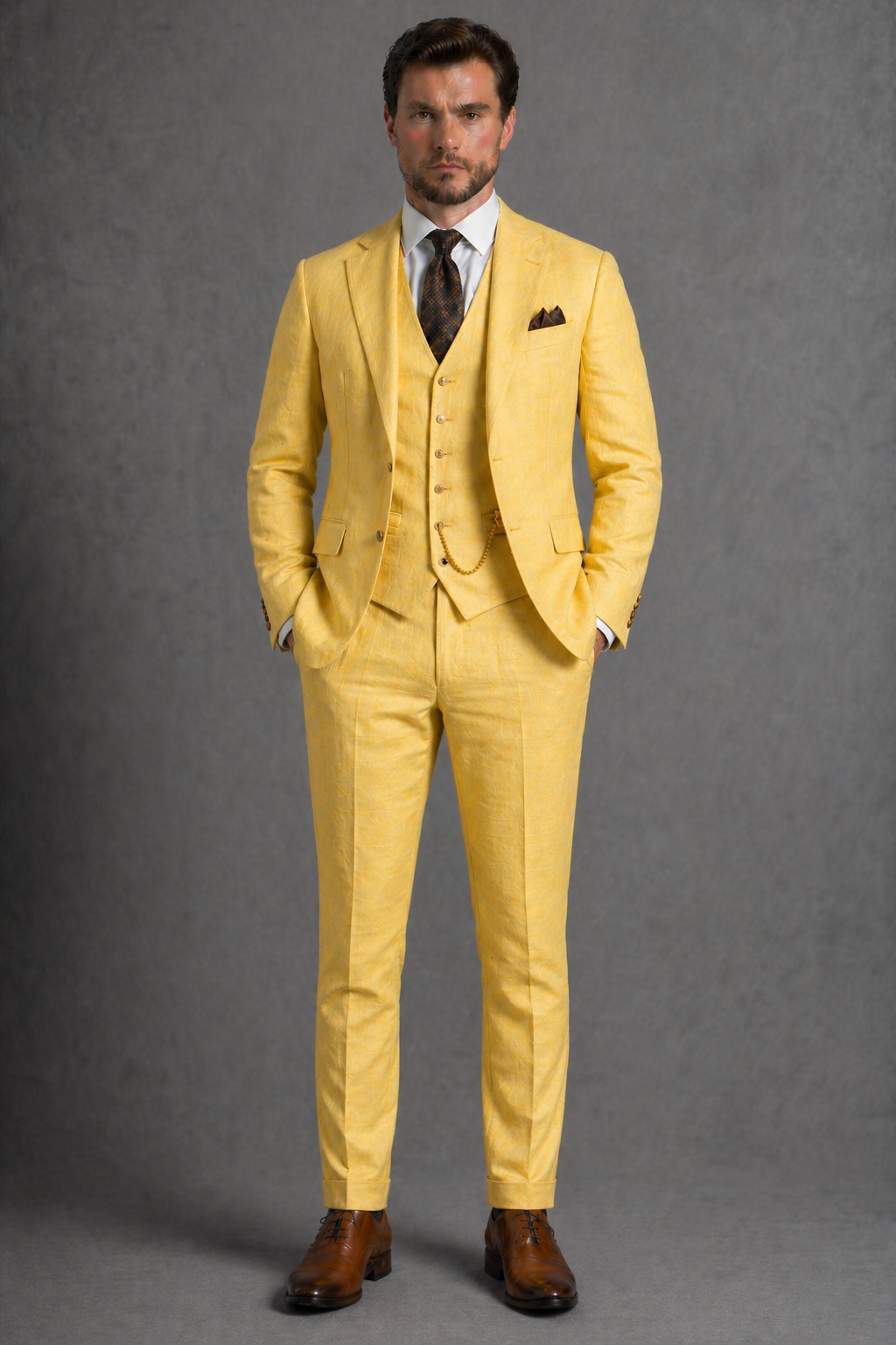 Yellow Linen Slim Fit Suit — Custom Made to Measure