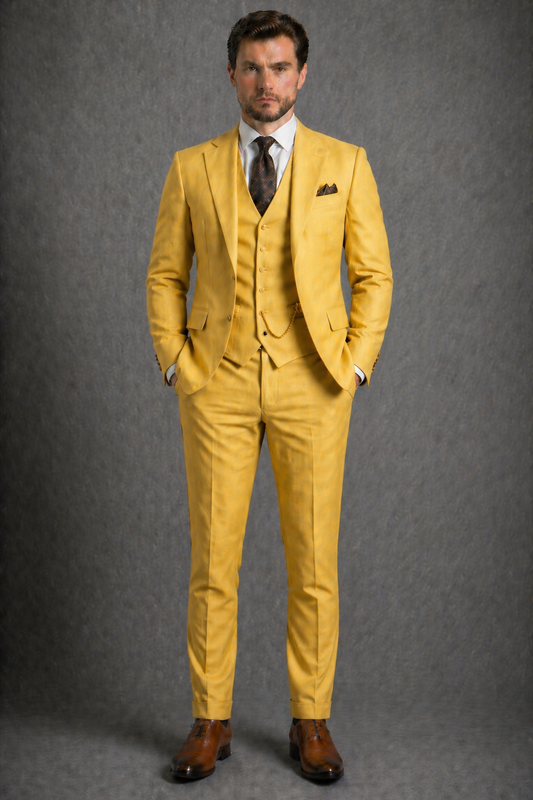 Yellow Wool Father of the Bride Suit — Custom Made