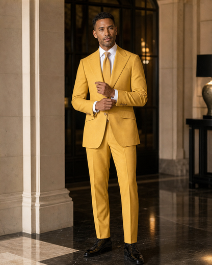 Yellow Flannel Winter Suit - Custom Made to Measure front view