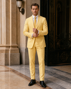 Yellow Linen Outdoor Wedding Suit — Custom Made to Measure — 1