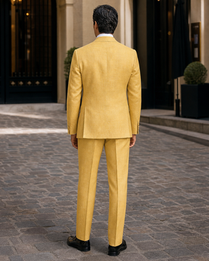 Yellow Linen Peak Lapel Suit — Custom Made to Measure — 2