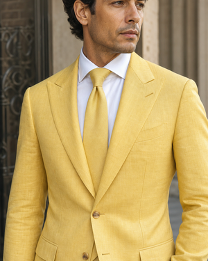 Yellow Linen Peak Lapel Suit — Custom Made to Measure — 4