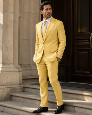 Yellow Linen Peak Lapel Suit — Custom Made to Measure — 3