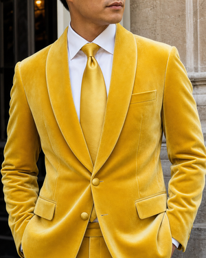 Yellow Velvet Shawl Lapel Suit — Custom Made to Measure — 4