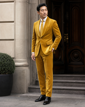 Yellow Velvet Shawl Lapel Suit — Custom Made to Measure — 3