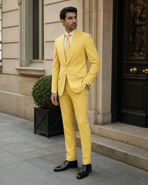 Yellow Wool Shawl Lapel Suit — Custom Made to Measure — 3