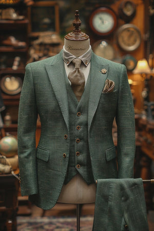 Green Checked Linen Suit – Custom Made & Made to Measure — 2