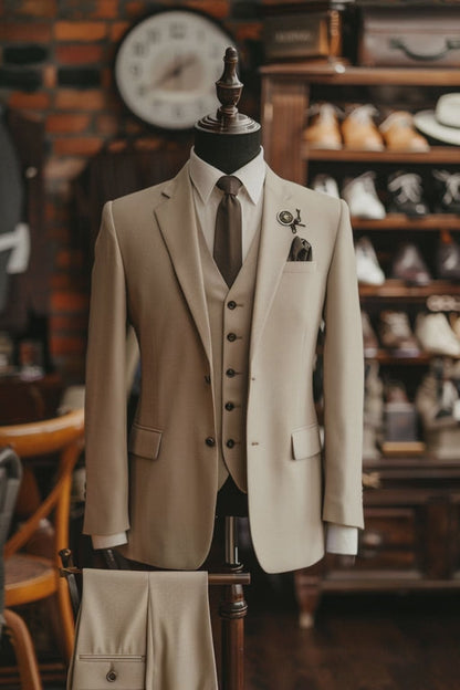 Cream Checkered Linen Suit — custom made to measure men's suit by SuitedNoir