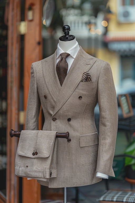 Mustard Yellow Linen Suit — custom made to measure men's suit by SuitedNoir