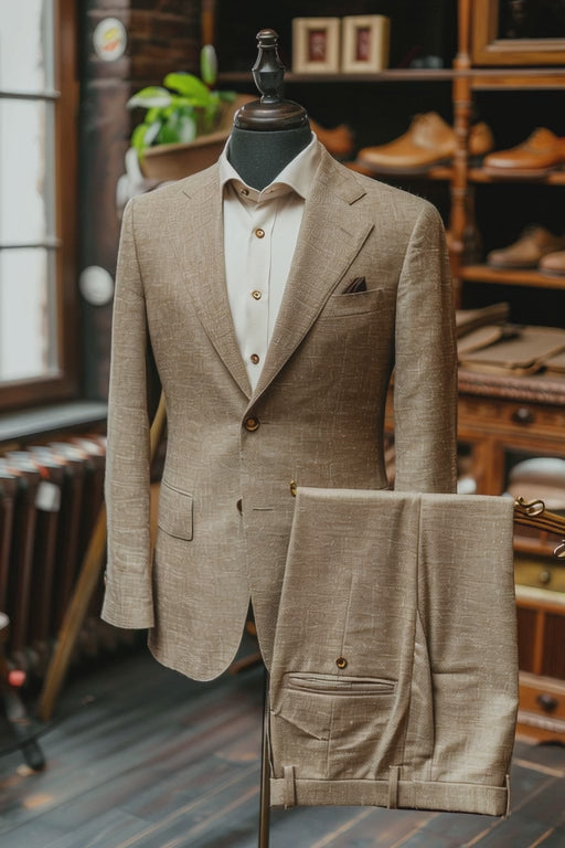 Beige Linen Suit — custom made to measure men's suit by SuitedNoir